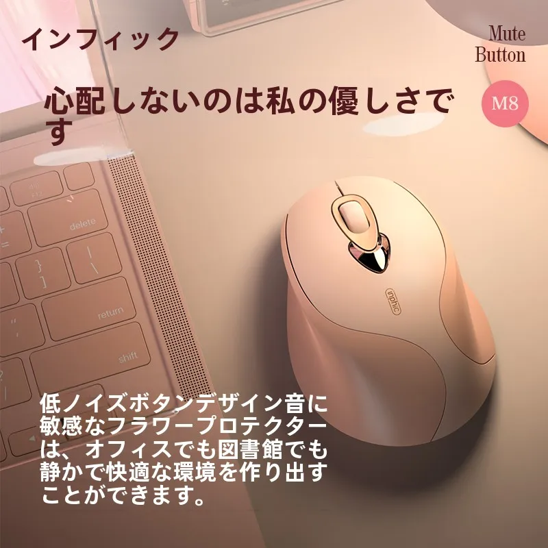 静音無線マウスM8-IN：USB充電式で長距離作業でも快適なエルゴノミクス設計