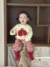 女の子用 春秋向けカジュアルウェア【長袖スウェットとパンツ・かわいいキャラクターデザイン】（セットアップ対応）