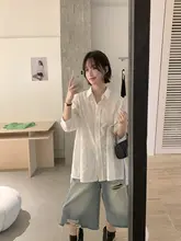 刺繍デザインの長袖ブラウス【白・フラワーレース・ゆったりしたシルエット・春夏用】