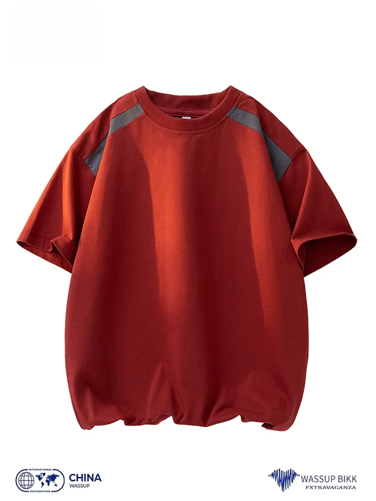 バイカラーラグランスリーブ半袖Tシャツ【夏用・ゆったりデザイン・メンズ】