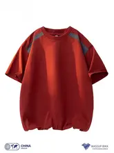 バイカラーラグランスリーブ半袖Tシャツ【夏用・ゆったりデザイン・メンズ】