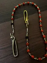 袖口装飾のビンテージ手作りアゲートビーズパンツチェーンアクセサリー