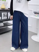 レディース 大きいサイズ ヴィンテージ風 ワイドレッグデニムパンツ【春秋用・ハイウエスト・リラクシングフィット】