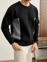 セーター メンズ 厚手 クルーネック ラグランスリーブ 長袖 カラーブロック パッチワーク 着回し ストリート「LUUD」