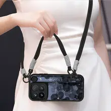 スマートフォンケース【ソフトシリコン・軽量・カメリアデザイン・斜め掛けストラップ対応】（セットアップ対応）