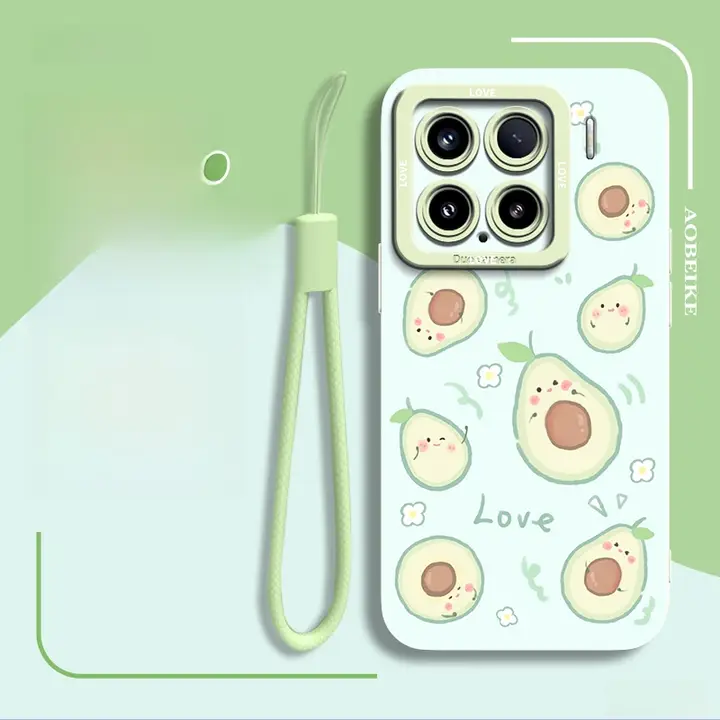 夏用アボカドデザインのスマートフォンケース【超薄型・衝撃吸収・全包囲型・Xiaomi対応】