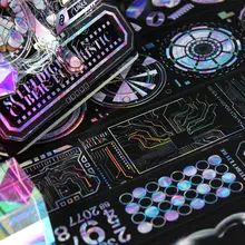 PETマスキングテープ オーロラ ジオメトリック サイバーレーダー 泡柄 手帳 デコ グカ 文具 「moodtape」