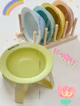 陶器製 ペット用飛碟型ボウル【首を守るデザイン・水と餌用・耳付き】