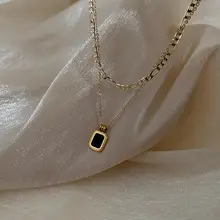 ダブルレイヤー重ね付けネックレス【レトロデザイン・鎖骨向け・高級感あり】