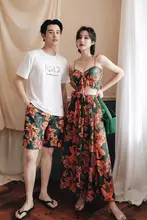 海辺のカップル水着【ビキニ・ロングスカート・リゾート用・高級感】（セットアップ対応）