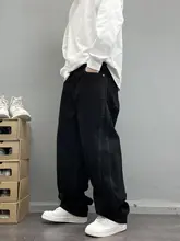 明線デザイン ストリートヒップホップデニムパンツ【フィット・ワイドレッグ】
