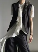 清涼感のあるコットンリネン不対称ロングシャツ【ユニセックス・山本風デザイン】