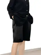 真絲素絹生地のワイドストレートハーフパンツ【軽量・フィット・30デニール】