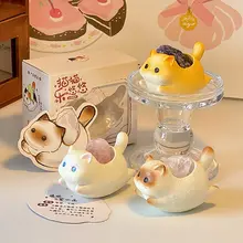 クリスタル製の猫型デスクトップ飾り【オフィス用・効果・ギフト】