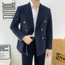 イタリアンスタイルのダブルブレストジャケット【メンズ・ビジネスカジュアル・修身デザイン】