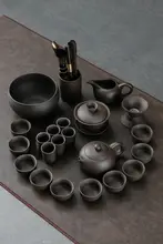 紫砂製 黒泥 西施茶壺と茶杯セット【家庭用・三才碗・香りを楽しむ】