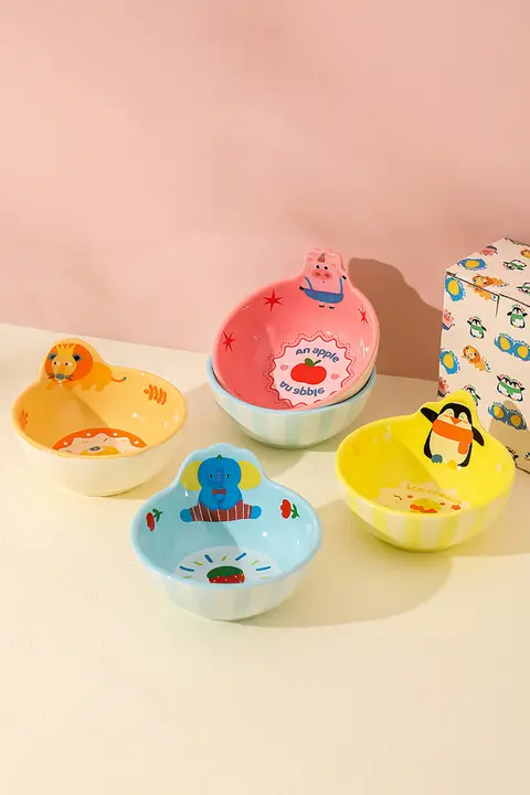 川島屋 アニマルパーク子供用陶器ボウル【家庭用・ヨーグルト用】