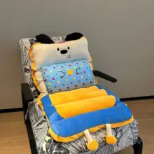 かわいいイラストのドッグデザイン ダットチェアクッション【極上の柔らかさ・ポンポンデザイン・子供部屋用】