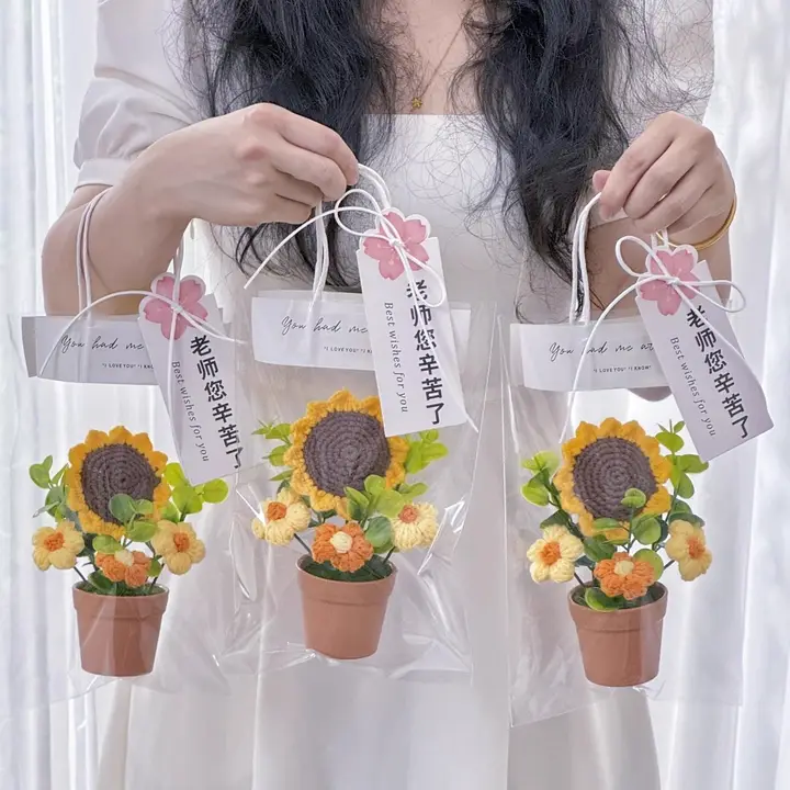 手作りのひまわり毛糸花【幼稚園向け・誕生日プレゼント】