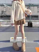 レトロ風 厚底加厚加绒保暖雪地靴【短靴・防寒・男女兼用】
