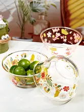 可愛いデザインの透明ガラスボウル【果物・サラダ・ヨーグルト・スープ・ご飯用】