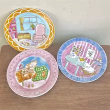 かわいいキャラクター陶器プレート【韓国風・デザート用】