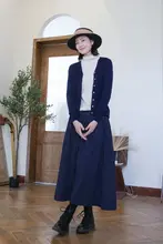 秋冬用コットンツイード半身スカート【Aライン・大きなドット・中長丈】（セットアップ対応）