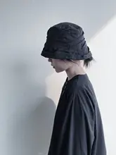 重ね皺のコットンリネン製フィッシャーハット【ダークカラー・男女兼用】