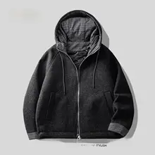 黒の厚手コットンパーカー【フード付き・冬用・保温性】