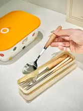 可愛いキャラクター デザイン 陶器製ランチボックス【フタ付き・電子レンジ対応・仕切り付き】