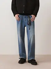セットアップ メンズ フェイクレイヤード スウェット デニムパンツ ヴィンテージウォッシュ 通勤 オフィスカジュアル「GXG」