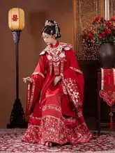 花嫁用 漢服【明制・刺繍・パール・赤色・結婚式】
（セットアップ対応）