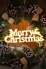 クリスマス装飾 小さなリース付きドアハンガー【雰囲気を演出するアイテム】