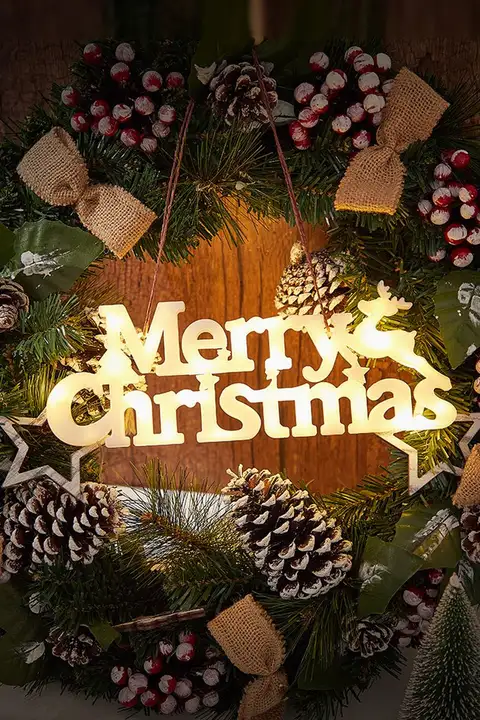 クリスマス装飾 小さなリース付きドアハンガー【雰囲気を演出するアイテム】