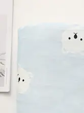 かわいい小白熊デザインのダブルガーゼ綿素材掛布団カバー【通気性◎・シングルサイズ・ブルー】