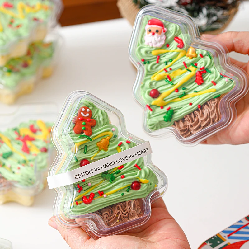 クリスマスケーキボックス：透明なク  リスマスツリー型の使い方とサイズ選定ガイド