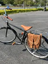 自転車用 ハンドメイド風スエードフリンジバッグ【レトロスタイル・サドルサイドバッグ】