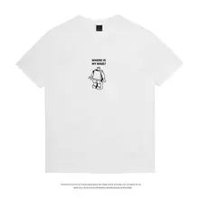 カートゥーンロボットプリントのTシャツ【半袖・綿100%・丸首・ゆったりサイズ・夏用】