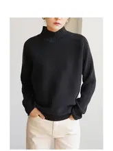 白色慵懶デザインのハイネックニット【女性用・春季・極上の柔らかさ・ルーズフィット】