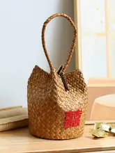 手提げバスケット 天然素材 ストロー 漢服 撮影用小物 ウェディング ギフトバッグ 中秋節 プレゼント 「Kens」