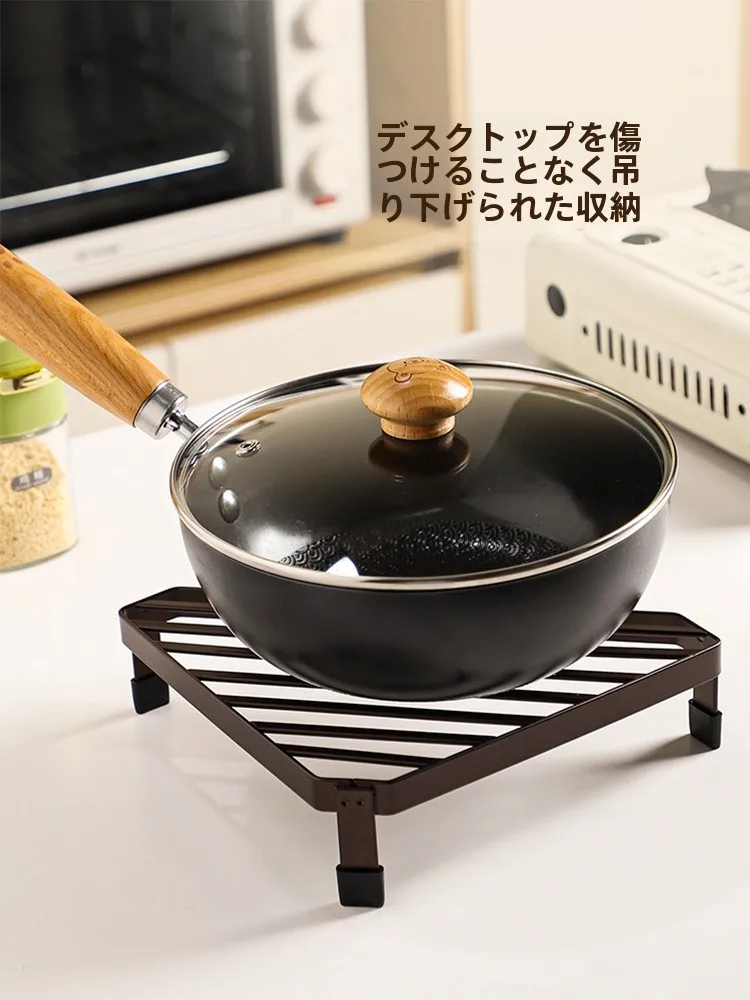 多機能キッチン鍋スタンド：大型調理器具の収納と耐久性を実現する金属製角型デザイン