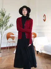 シンプルで使いやすいニットカーディガン【Vネック・女性用・秋冬用・スリムフィット】