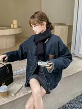 レトロな高級感のあるキルティングデニムジャケット【春秋用・韓国風・カジュアルデザイン】