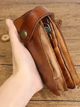本革製 長財布【レトロなシワ加工・カード収納・シンプルデザイン】