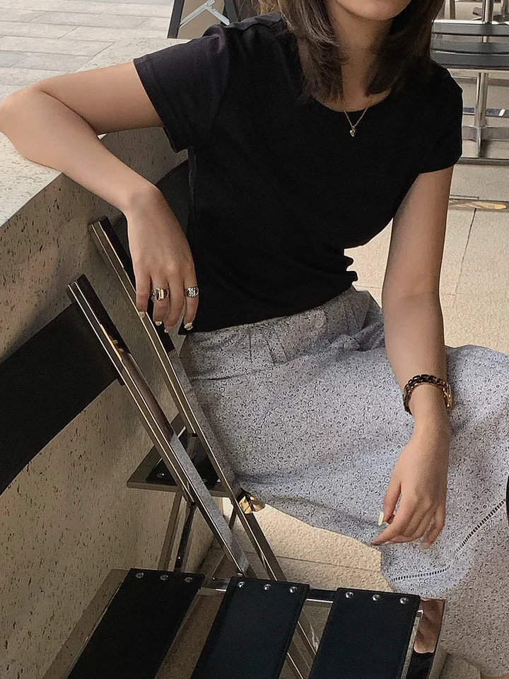 スーピマコットン製 レディース 基本のラウンドネックTシャツ【夏用・柔らかく快適】