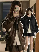 韓国風デザインのショートレザージャケット【羊毛フリース・秋冬用・ボンバージャケット】