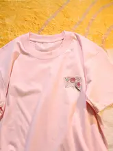 牡丹刺繍の男女兼用カジュアル短袖Tシャツ【国風・華やかなデザイン】