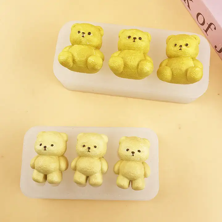 クマ型シリコンモールド【DIY香り付きキャンドル・ガーゼムース・ケーキ・アイスクリーム用・食品グレード】