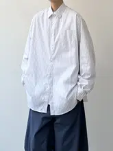 カジュアルストライプシャツ【男女兼用・春秋用・長袖・ゆったりシルエット】