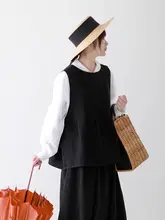 リバーシブルデザインのリネンベスト【レトロ風・秋用・ファッションアイテム】（セットアップ対応）